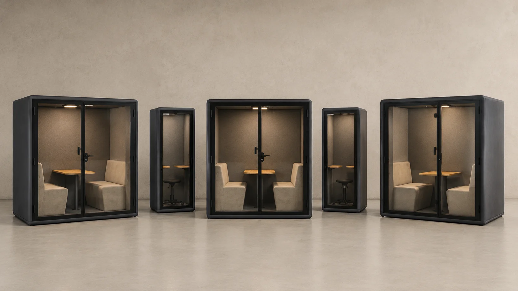 Cabines phone booth para escritório em diferentes configurações